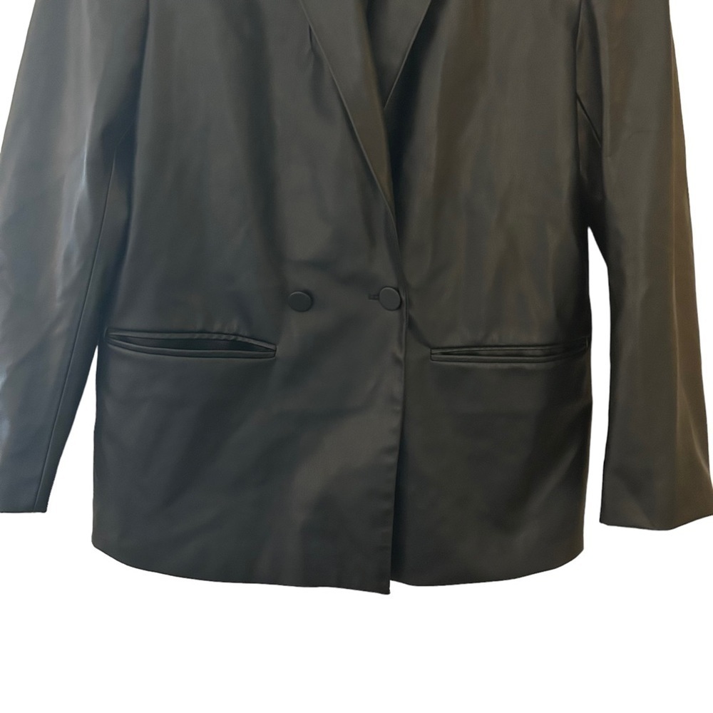 Zara Jacket Black Size XS Vegan Leather Oversized - Picture 3 of 7